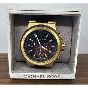 Michael Kors Dylan MK8445 Men's Black Silicone Analog Dial Quartz Watch WORKS